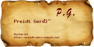 Preidt Gerő névjegykártya